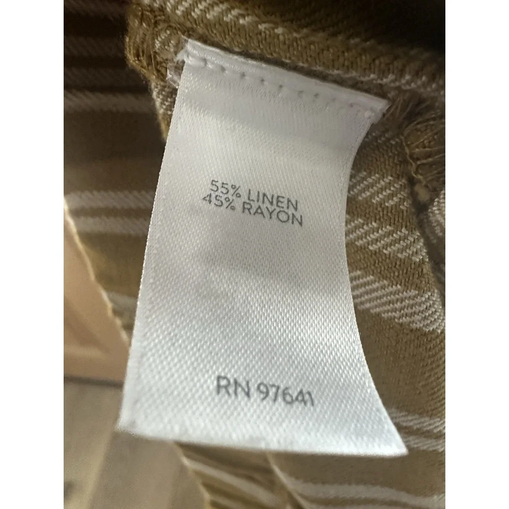 Jos A Bank Travelers Collection‎ 100% Linen Dress Pants 34x29 Tan Pleated Cuffed